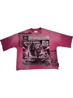 First Row Men’s Aliens Are Real T-Shirt Pink L UFO